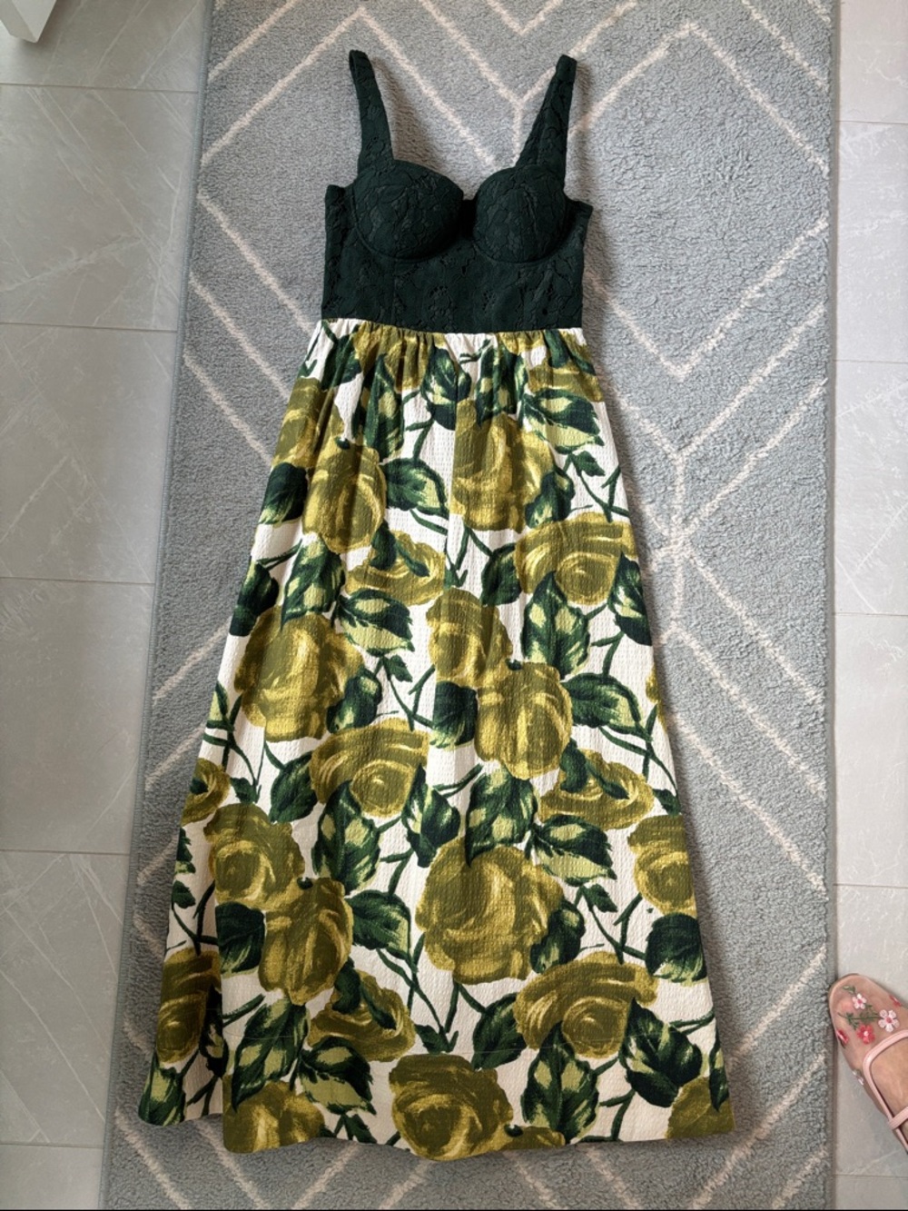 Tuckernuck Olive Green Smocked Bodice Dress